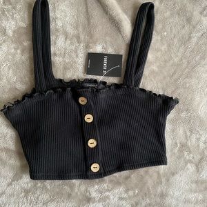 NWT• Knit Ribbed Crop Top- Black